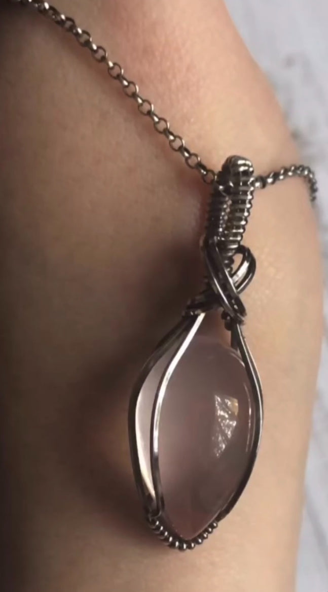 Girasol Rose Quartz Pendant Necklace