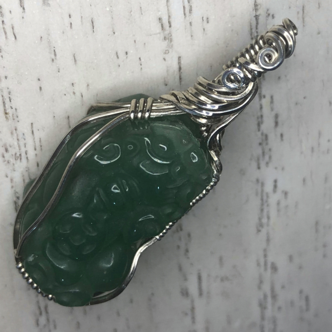 Green Aventurine Pixiu Pendant Necklace