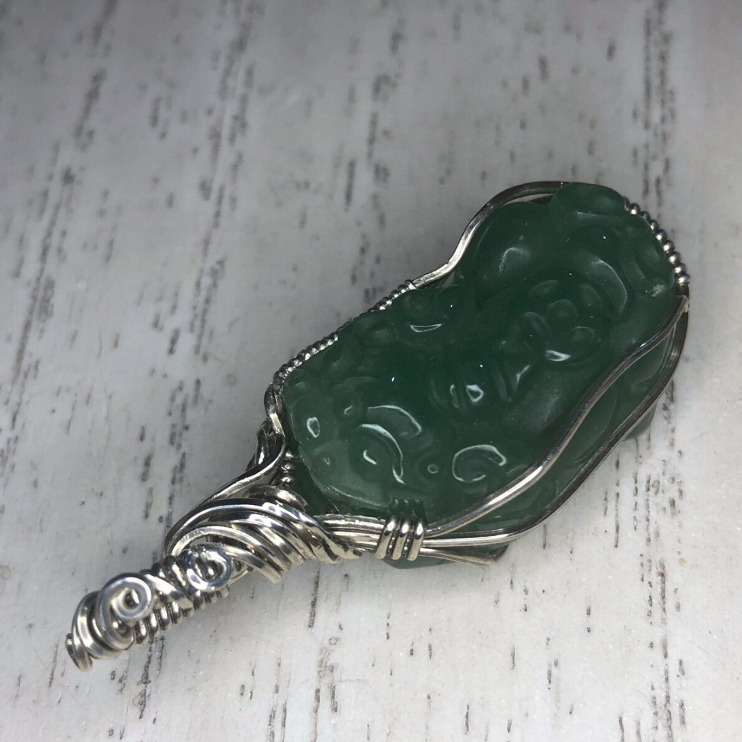 Green Aventurine Pixiu Pendant Necklace