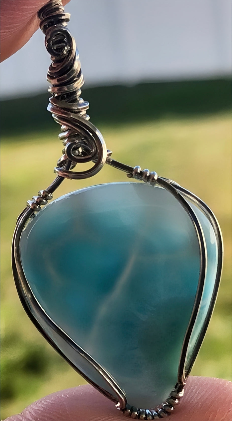 Larimar in Antiqued Sterling Silver Necklace ✨DISCOUNTED✨