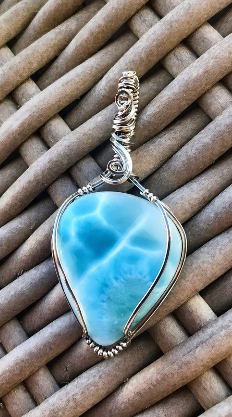 Larimar in Antiqued Sterling Silver Necklace ✨DISCOUNTED✨