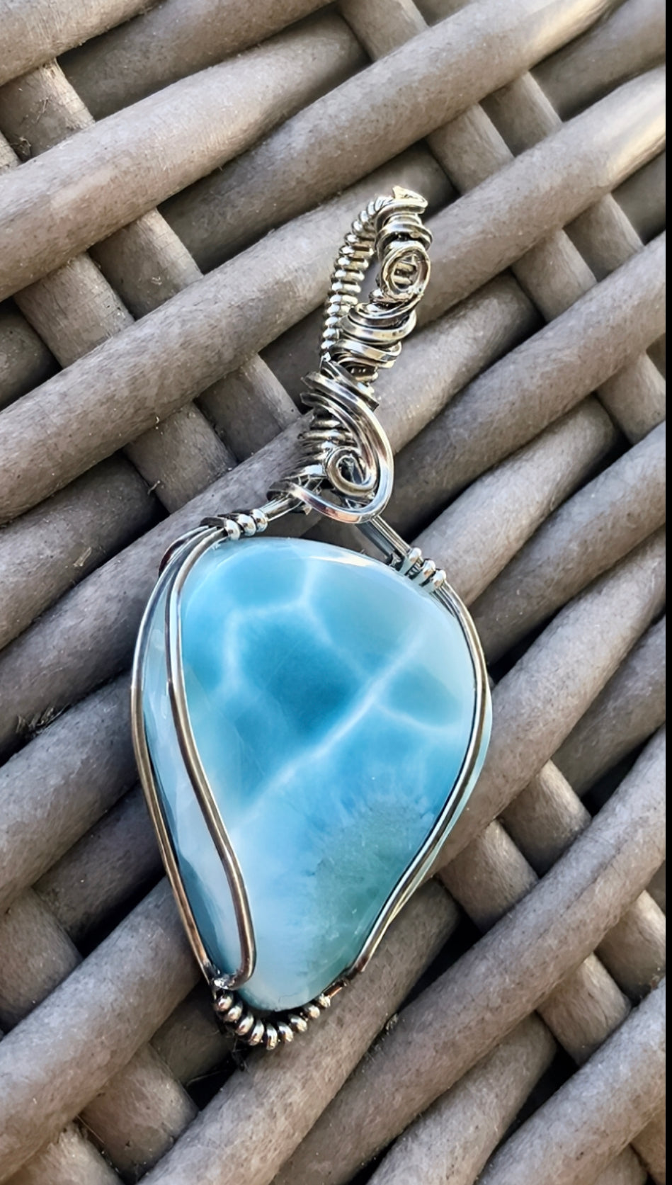 Larimar in Antiqued Sterling Silver Necklace ✨DISCOUNTED✨