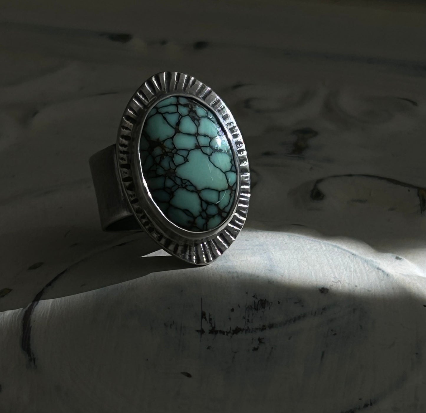 High Grade Snowville Varacite Silver Ring 7-7.5