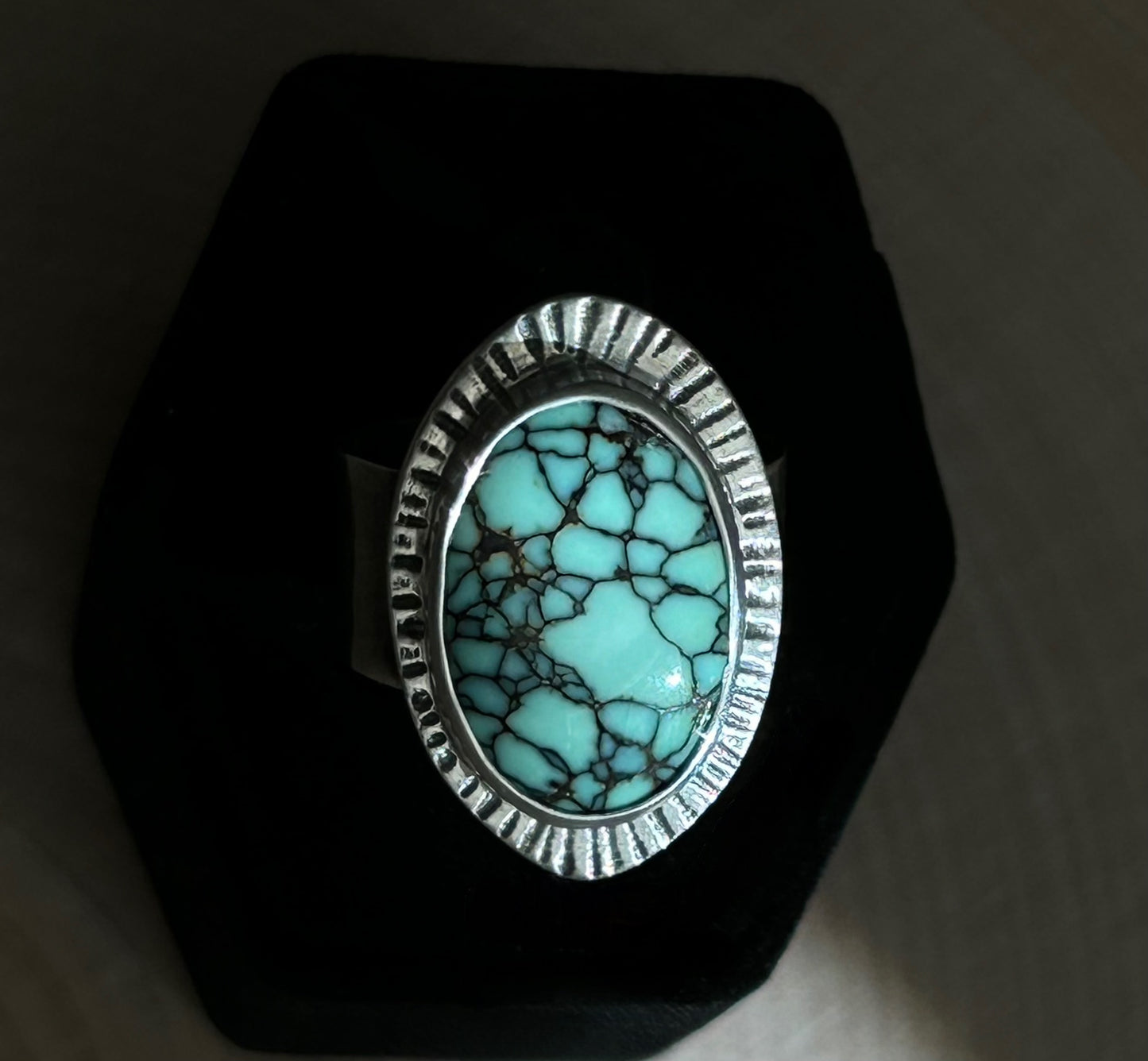 High Grade Snowville Varacite Silver Ring 7-7.5