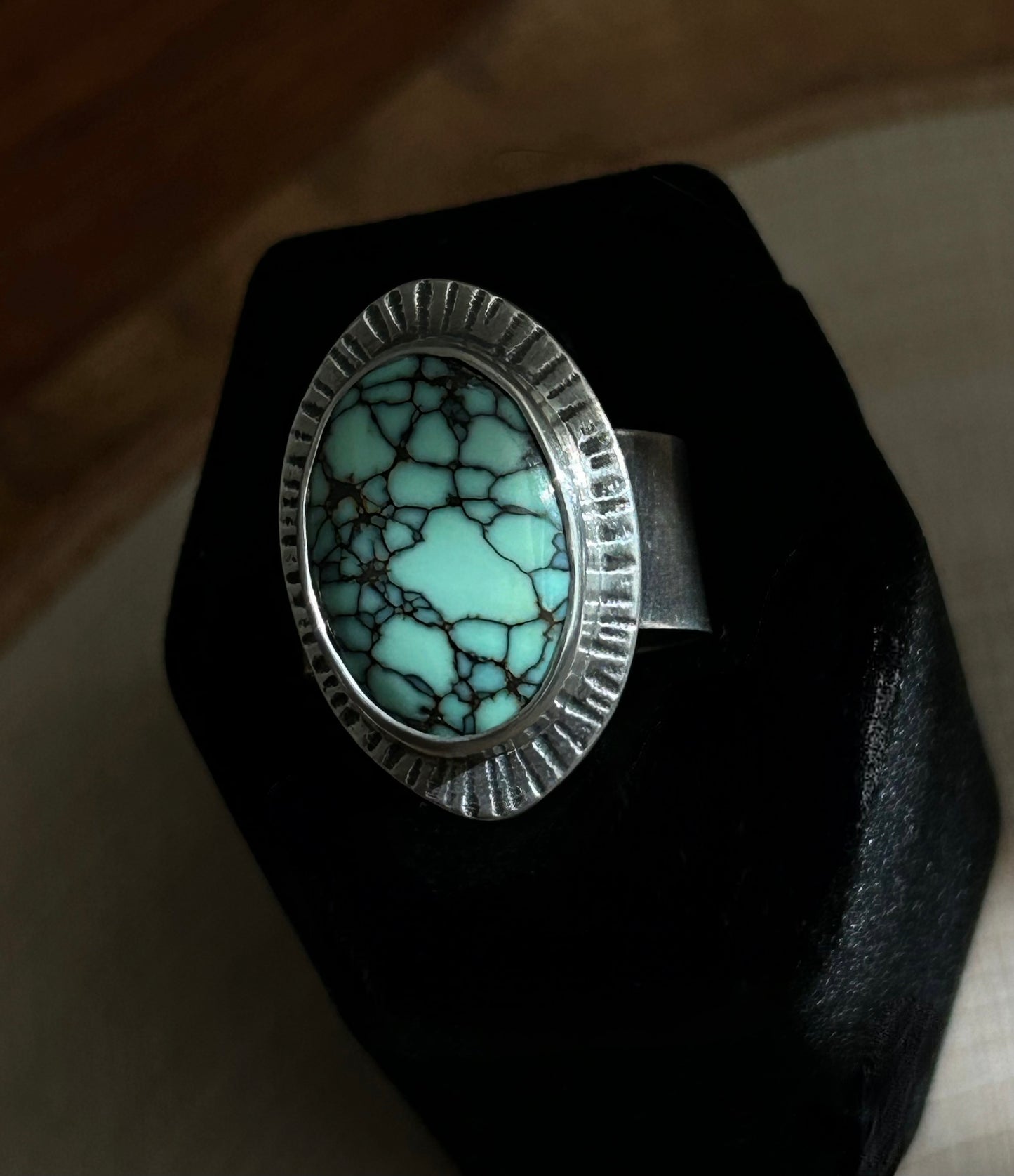 High Grade Snowville Varacite Silver Ring 7-7.5