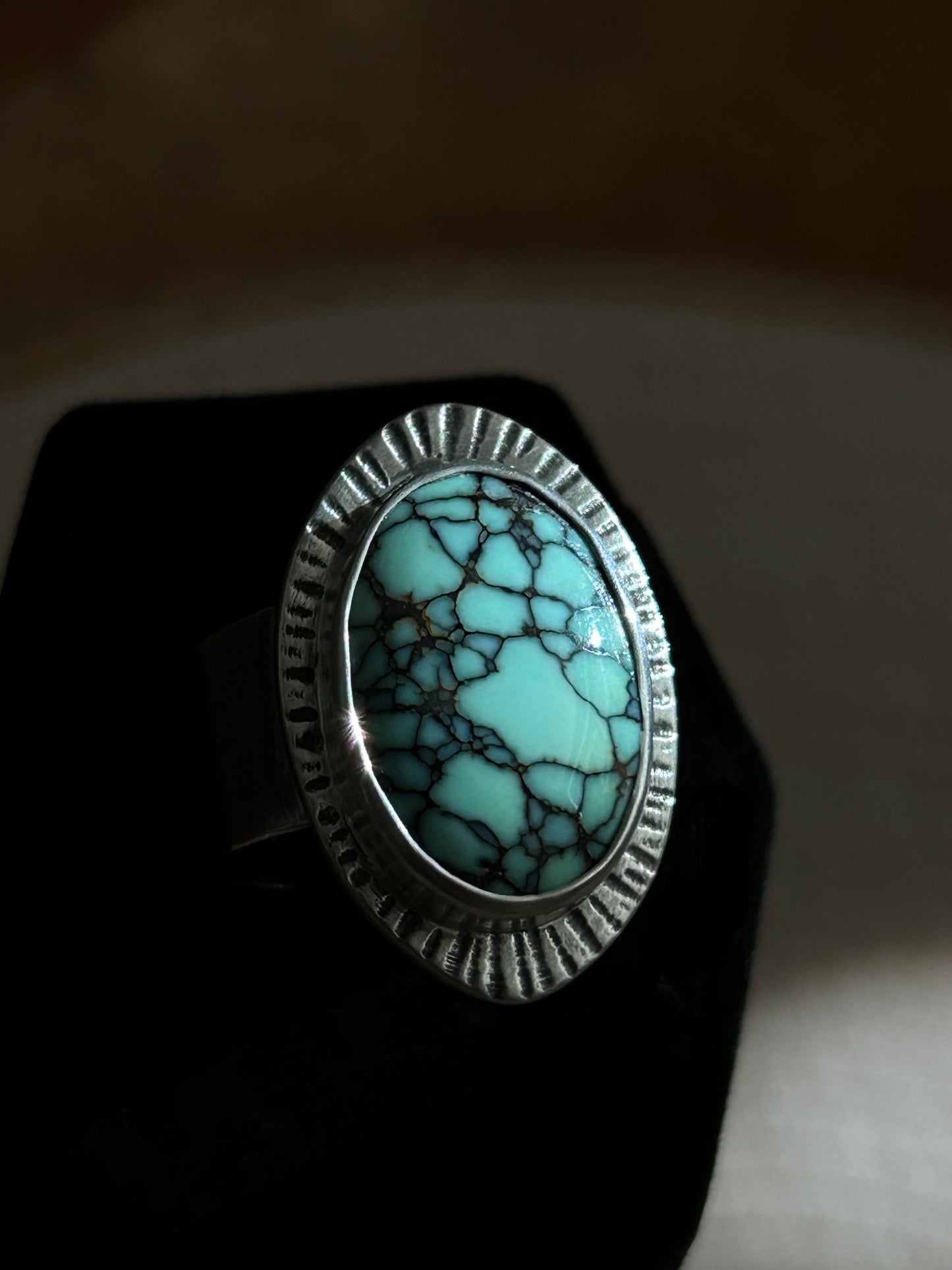 High Grade Snowville Varacite Silver Ring 7-7.5