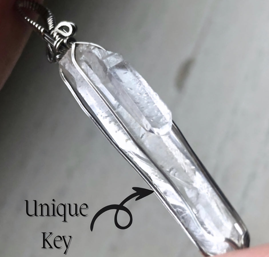 Unique Holographic Tetrahedron Starbrary Quartz Necklace