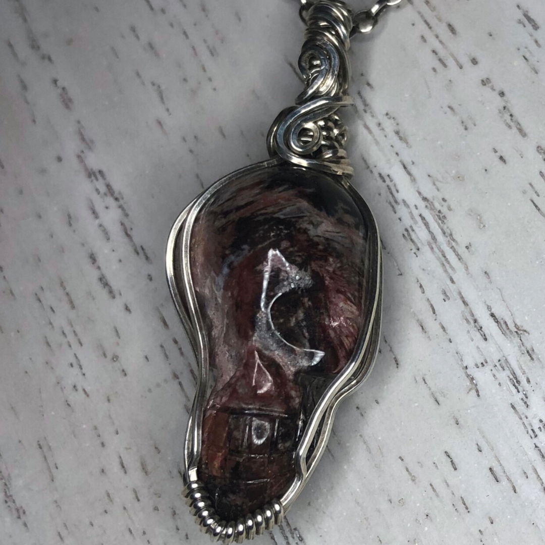 ✨Poppy✨ Fascia Jasper Skull Igor & Leandro De Souza Collab Pendant Necklace