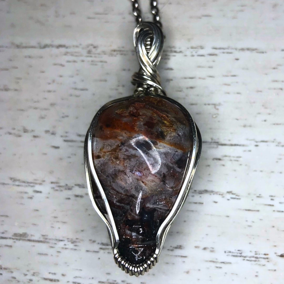 ✨Hugo✨ Fascia Jasper Shaman Skull (Igor & Leandro De Souza Collab)Pendant Necklace